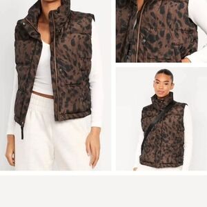Old Navy Brown Animal Print Puffer Vest. BRAND new Never Worn